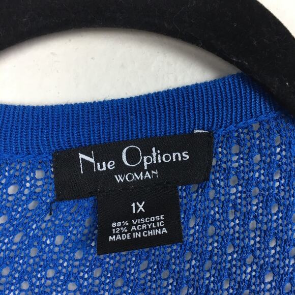 Nue Options Woman Fringe Cardigan Sweater Size 1X Cobalt Blue Knit - Picture 9 of 11